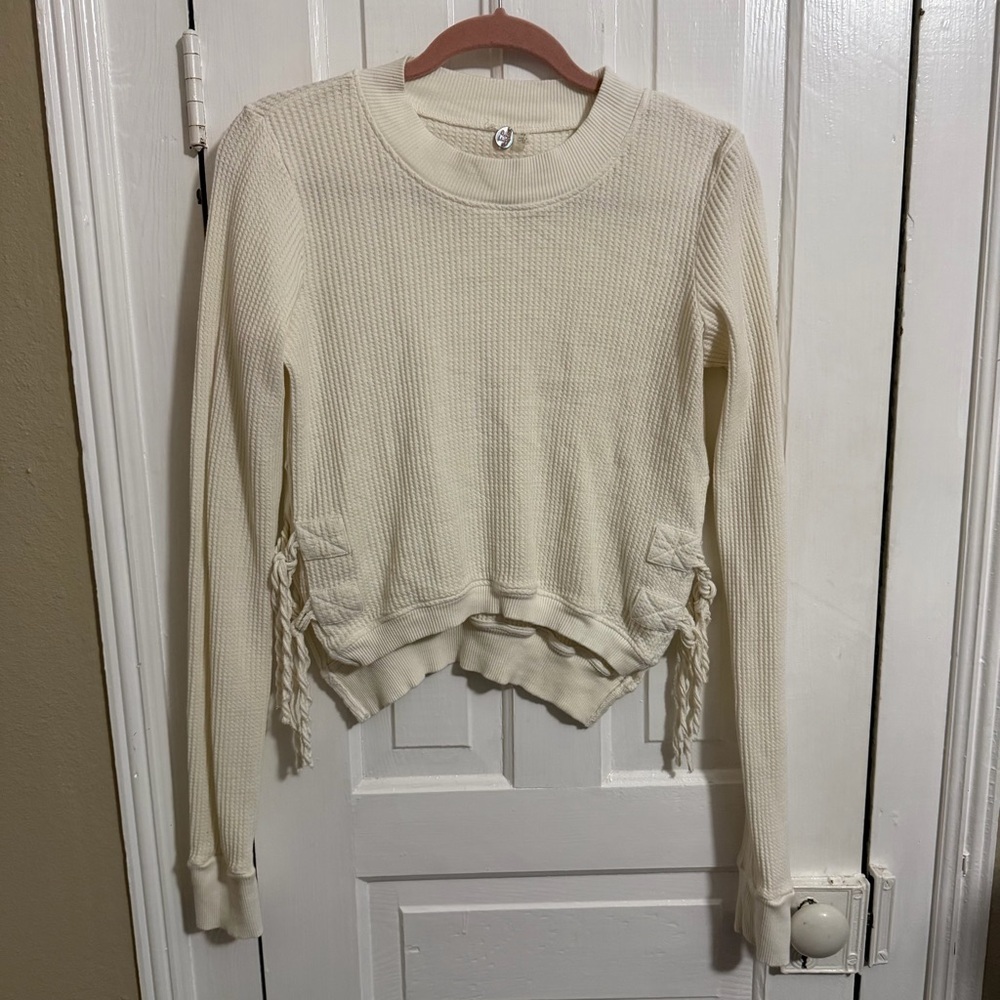 Free People FP One Cropped Interlaken Top Thermal Cream Small